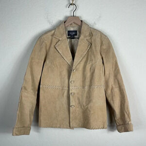 Selene Sport Y2K Suede Leather Braided Button Down Jacket